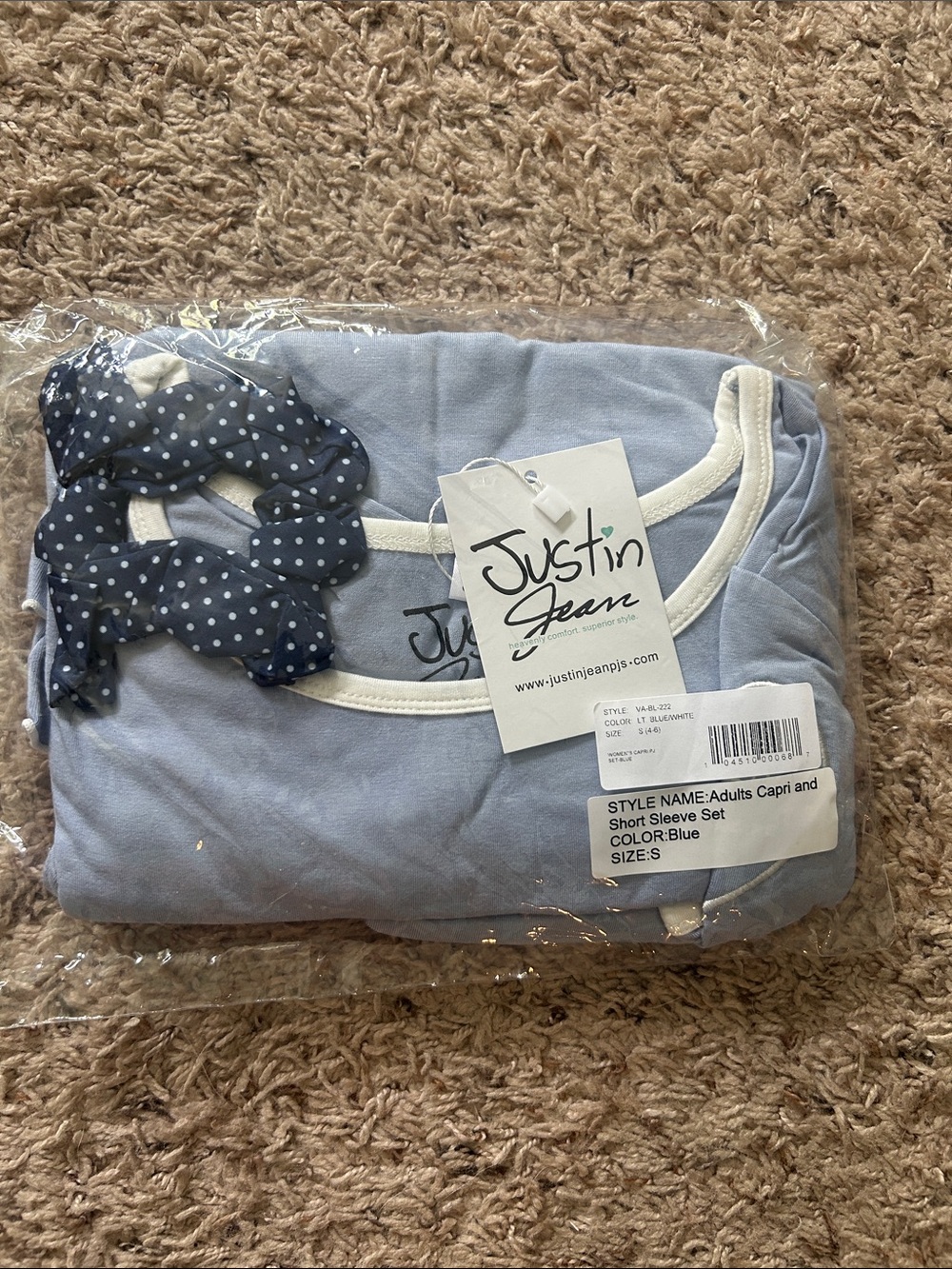Justin Jean Women’s Blue Short Sleeve Capri Pajama Set